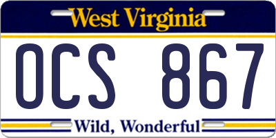 WV license plate OCS867