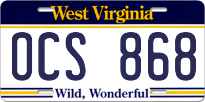 WV license plate OCS868