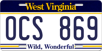 WV license plate OCS869