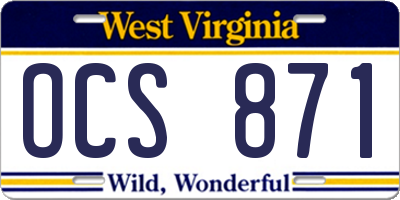 WV license plate OCS871