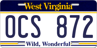 WV license plate OCS872