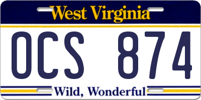 WV license plate OCS874
