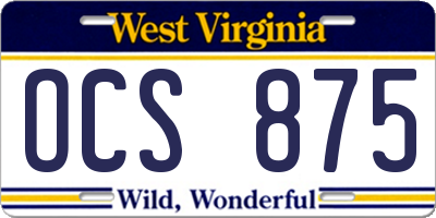 WV license plate OCS875