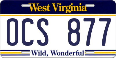WV license plate OCS877