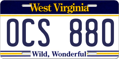 WV license plate OCS880