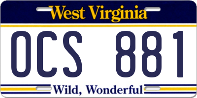 WV license plate OCS881