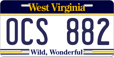 WV license plate OCS882