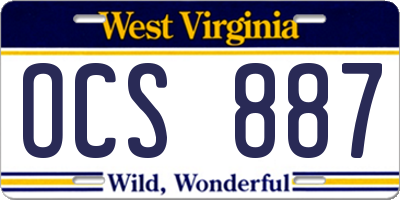 WV license plate OCS887