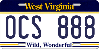 WV license plate OCS888