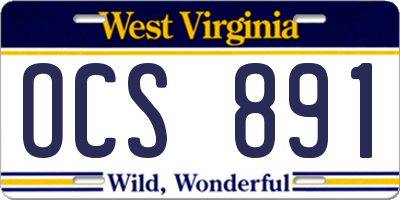 WV license plate OCS891