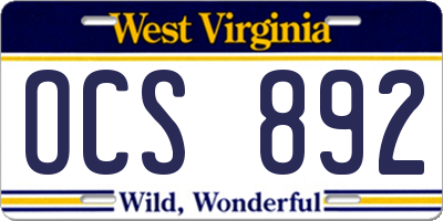 WV license plate OCS892