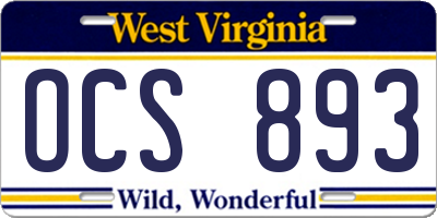 WV license plate OCS893