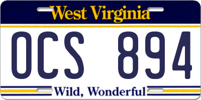 WV license plate OCS894