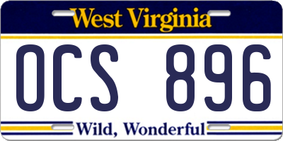WV license plate OCS896