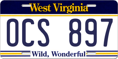 WV license plate OCS897