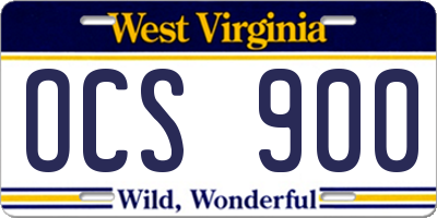 WV license plate OCS900