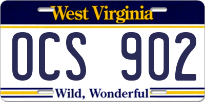 WV license plate OCS902
