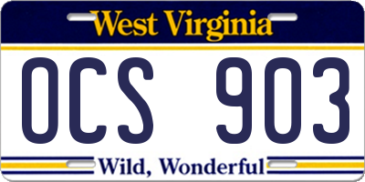 WV license plate OCS903