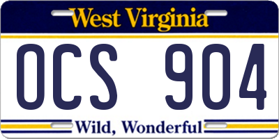 WV license plate OCS904