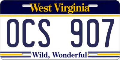 WV license plate OCS907