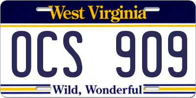 WV license plate OCS909