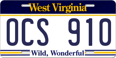 WV license plate OCS910