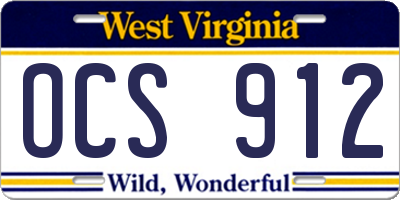WV license plate OCS912