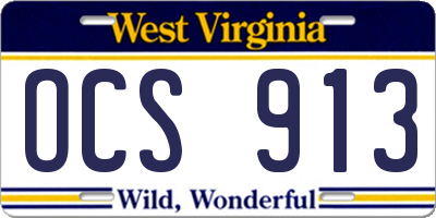WV license plate OCS913