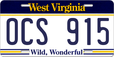 WV license plate OCS915