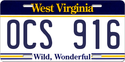 WV license plate OCS916