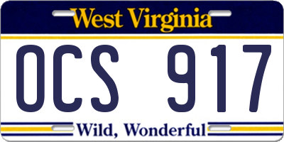 WV license plate OCS917