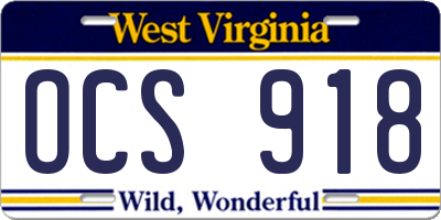 WV license plate OCS918
