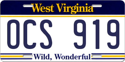 WV license plate OCS919