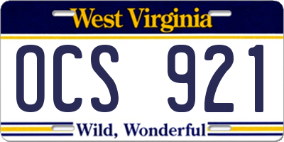 WV license plate OCS921