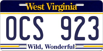 WV license plate OCS923