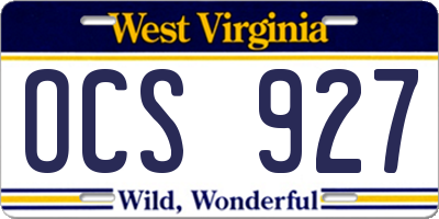 WV license plate OCS927