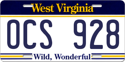 WV license plate OCS928