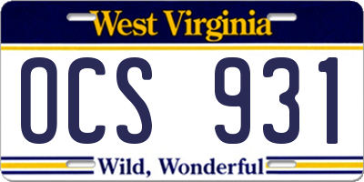 WV license plate OCS931