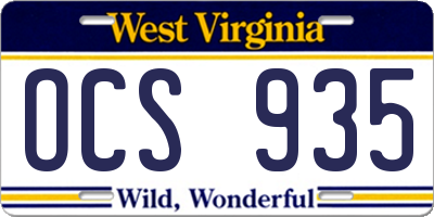 WV license plate OCS935