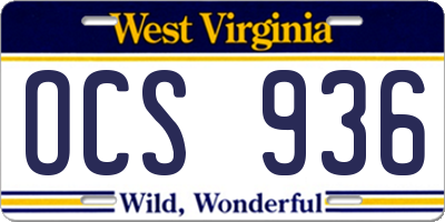 WV license plate OCS936