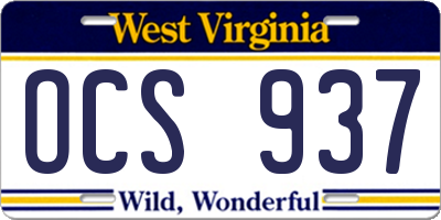 WV license plate OCS937