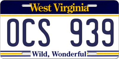 WV license plate OCS939