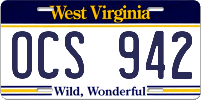 WV license plate OCS942