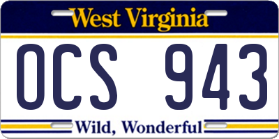 WV license plate OCS943