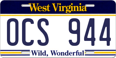 WV license plate OCS944