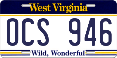 WV license plate OCS946