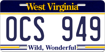 WV license plate OCS949
