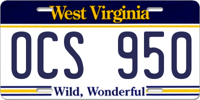 WV license plate OCS950