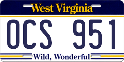 WV license plate OCS951