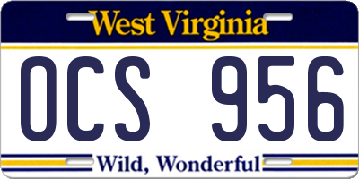 WV license plate OCS956